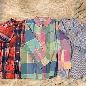 Set of boys button down 5T shirts: including NWT Gap pastel, seersucker, plaid